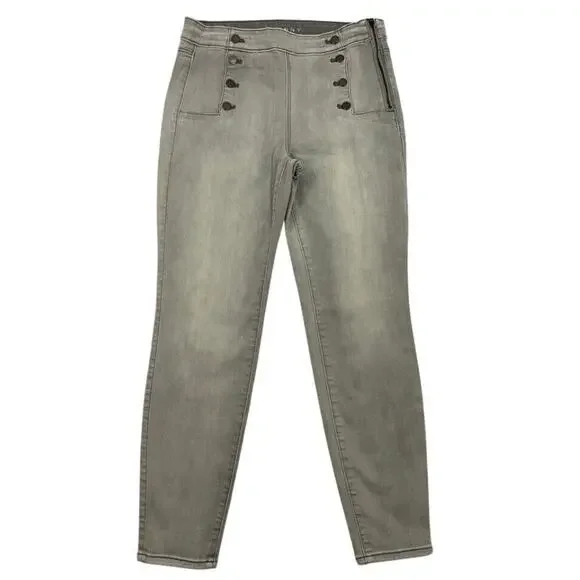 White House Black Market Jeans Womens Size 6S Gray Skinny Ankle Side Zip Stretch - Picture 1 of 12